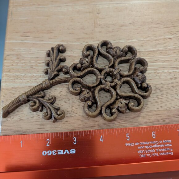 Vintage 1978 Syroco Flower Wall Decorations Set Of 3 #7560 Wicker Look - Picture 6 of 8